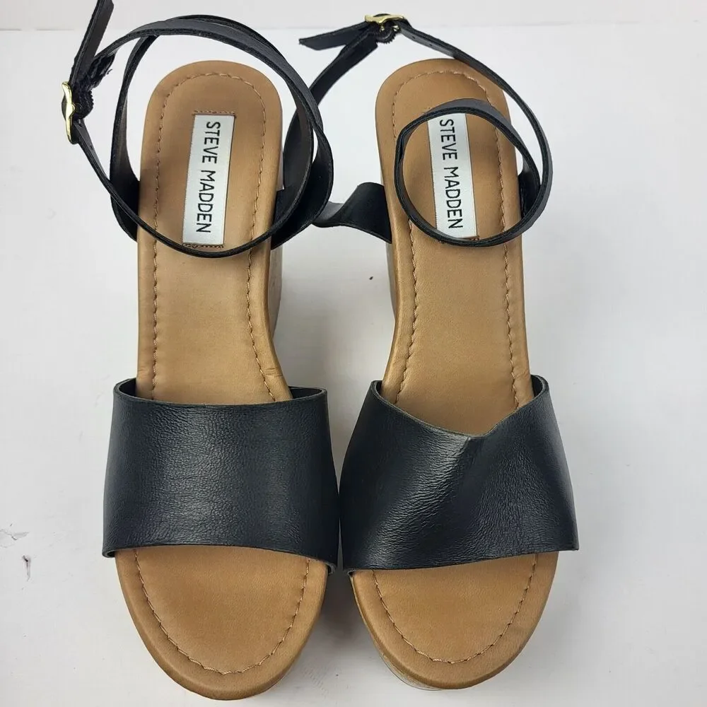 Steve Madden Welsh Black Womens Shoes Sandals